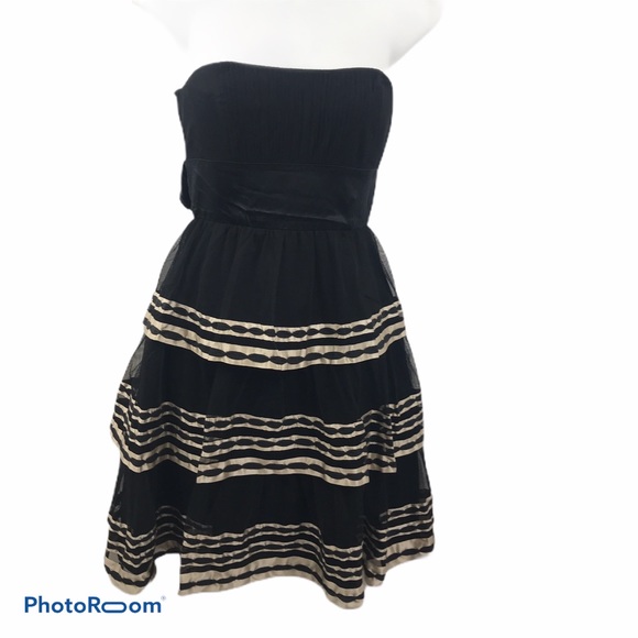 BCBG Max Strapless Cocktail Tulle Dress Silk Si… - Picture 4 of 8